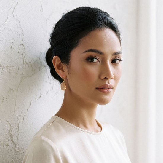 Nude Pebble Gold Earrings