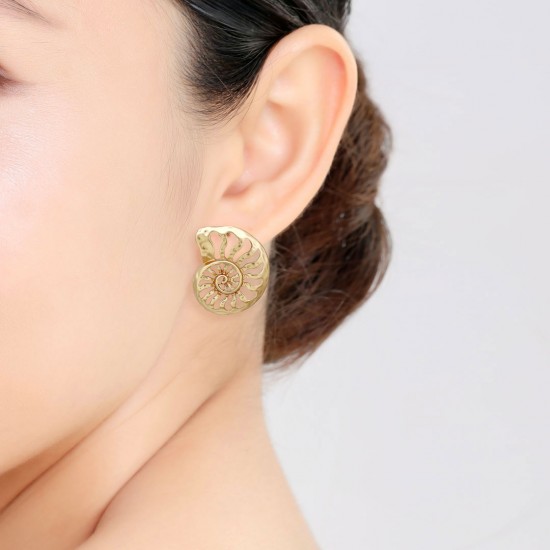 Clam Shell Gold Earrings