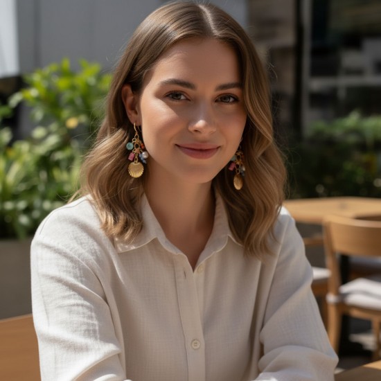 Anting Emas Multicolor Marine