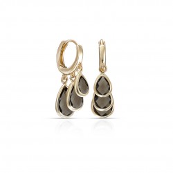 Smoky Teardrop Gold Earrings