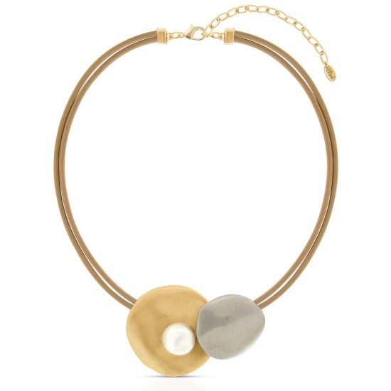Electrum Pearl Two Tone Necklace