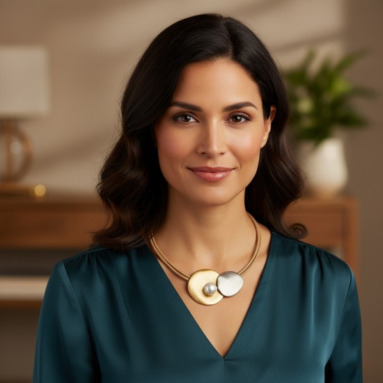 Electrum Pearl Two Tone Necklace