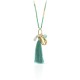 Aqua Tassel Gold Necklace