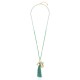 Aqua Tassel Gold Necklace