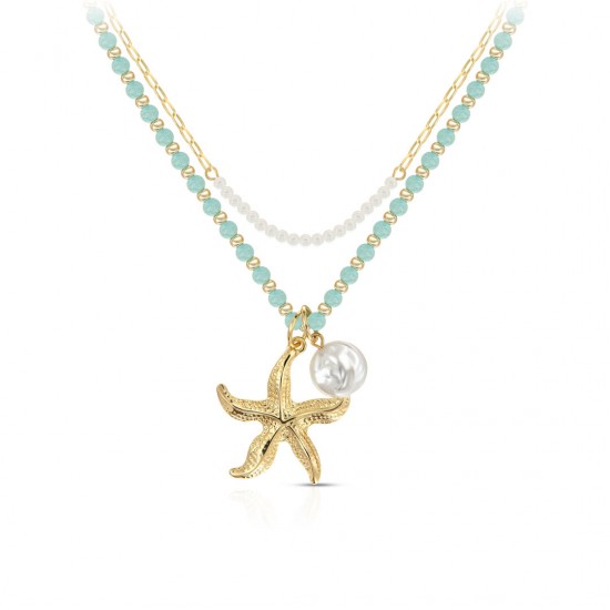 Star Amazonite Gold Necklace