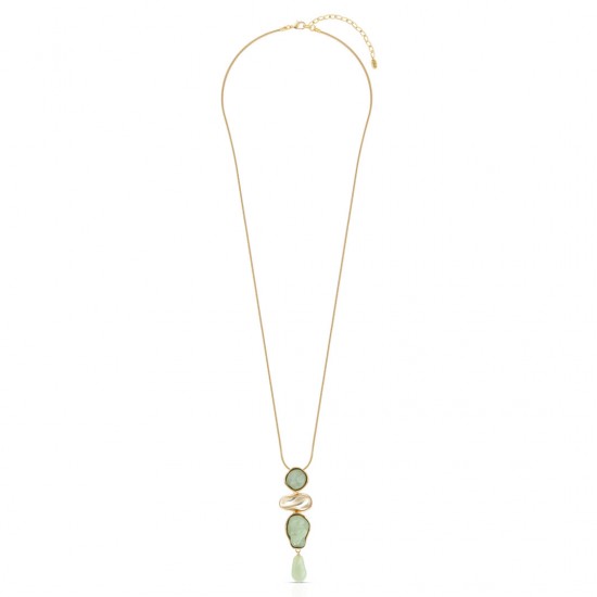 Sage Pebble Gold Long Necklace