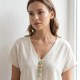 Sage Pebble Gold Long Necklace