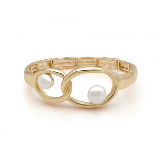 Double Circle Pearl Gold Bracelet