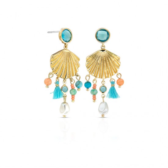 Colorful Shell Gold Earrings
