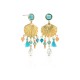 Colorful Shell Gold Earrings