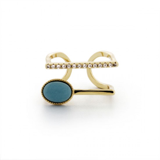 Turquoise Zircon Gold Ring 