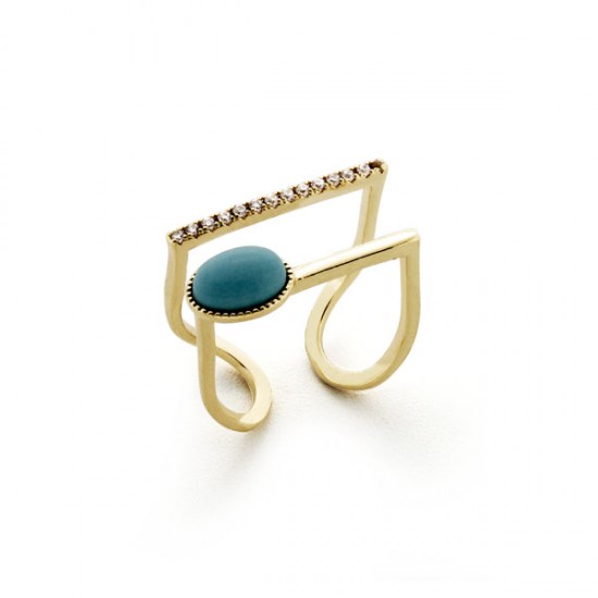 Turquoise Zircon Gold Ring 
