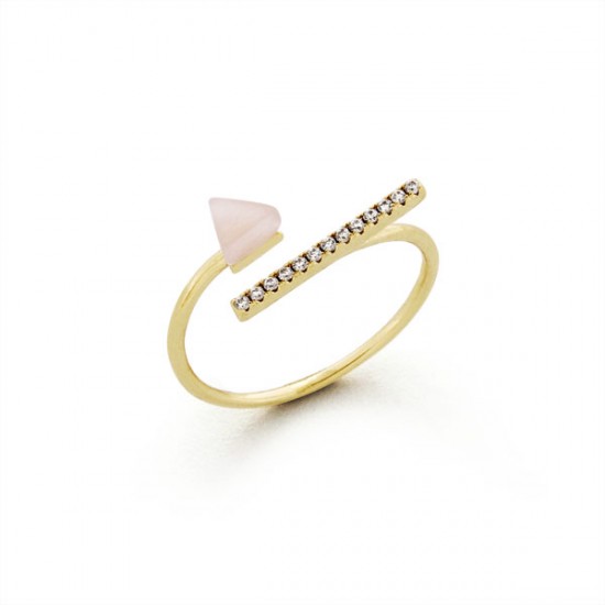 Quartz Zircon Gold Ring