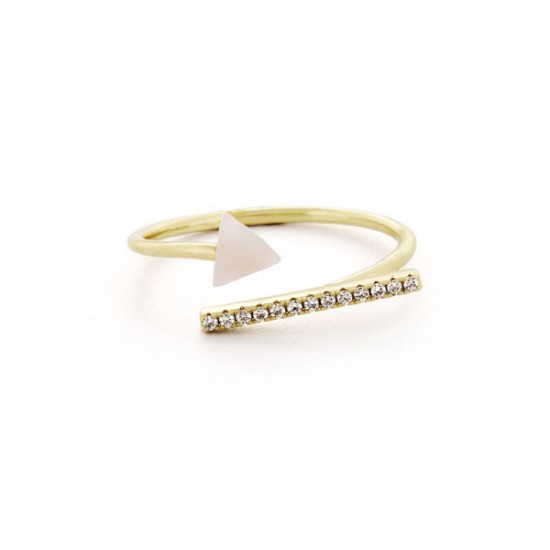 Quartz Zircon Gold Ring