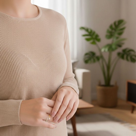 Quartz Zircon Gold Ring