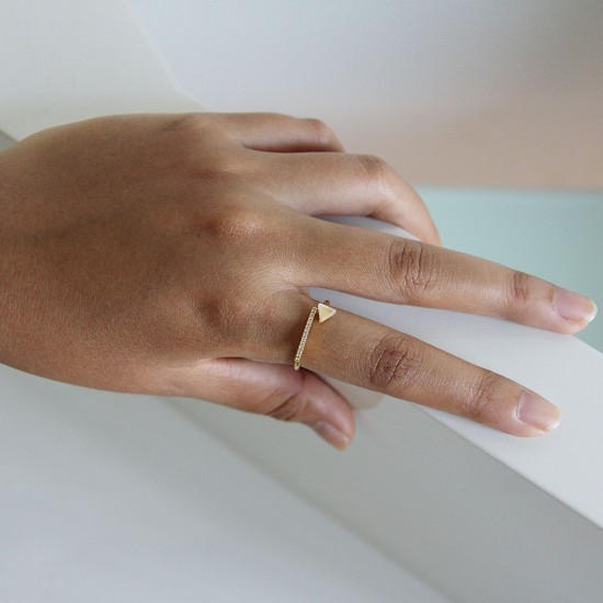 Quartz Zircon Gold Ring