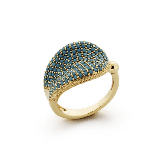 Wave Turquoise Zircon Gold Ring