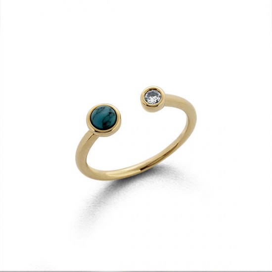 Duo Turquoise Zircon Gold Ring 