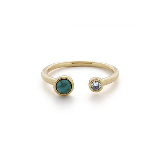 Duo Turquoise Zircon Gold Ring 