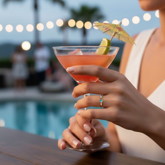 Duo Turquoise Zircon Gold Ring 