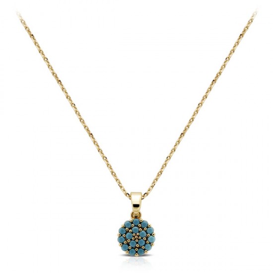 Turquoise Zircon Gold Necklace