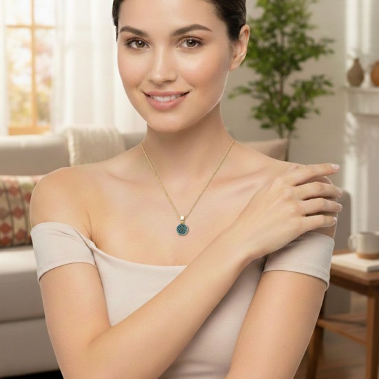 Turquoise Zircon Gold Necklace