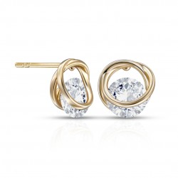 Swirl Zircon Gold Earrings