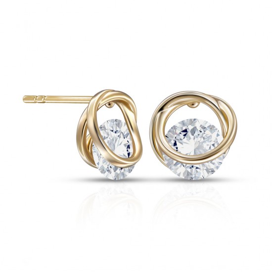 Swirl Zircon Gold Earrings