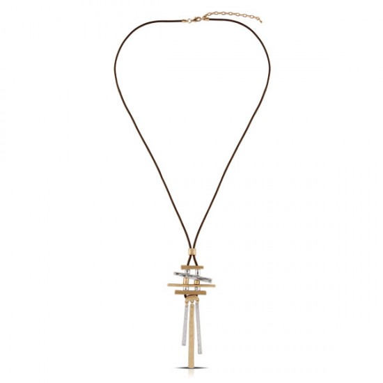 Pensa Two Tone Long Leather Necklace