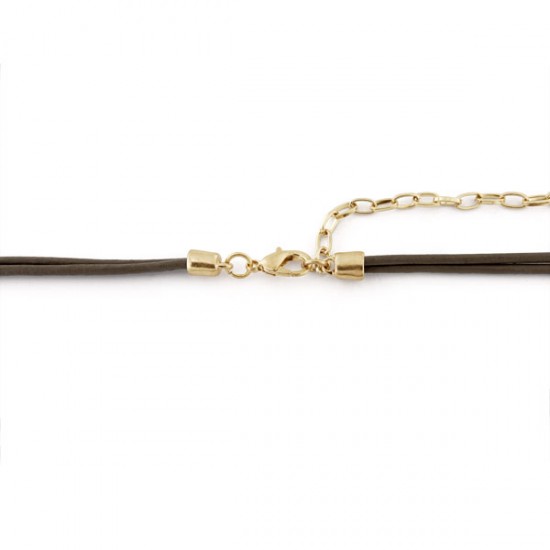 Talisman Gold Agate Leather Necklace