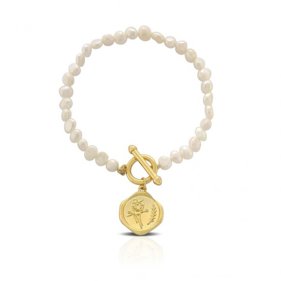 Medal Pearl Gold Bracelet