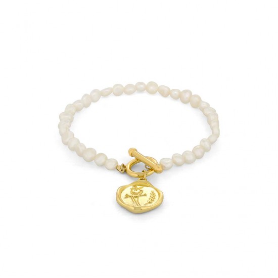 Medal Pearl Gold Bracelet