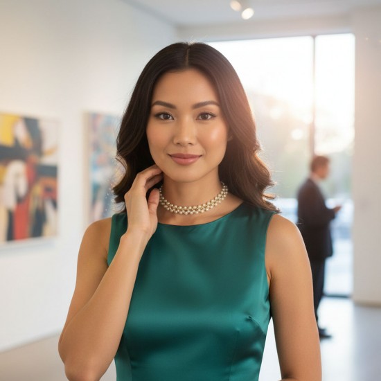 Kalung Emas Mutiara Duble Way