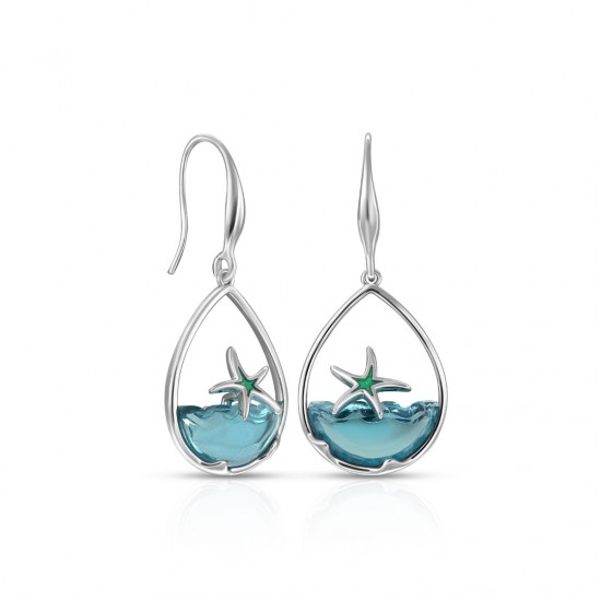 Green Beach Silver Earrings