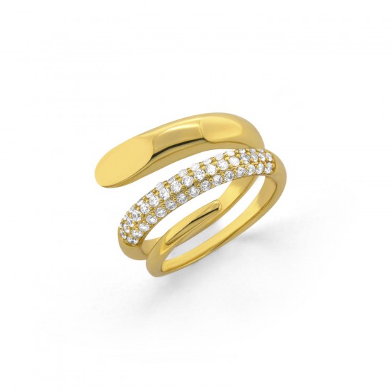 Cincin Zircon Emas Wrap