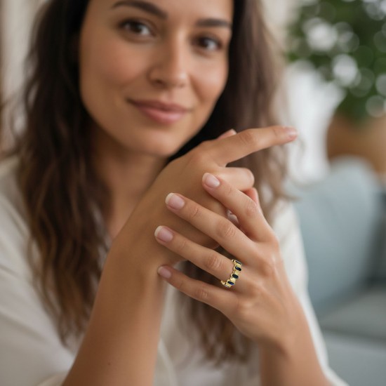 Row Mother Of Pearl Gold Ring
