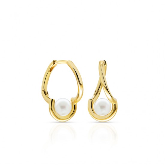 Anting Emas Hoop Mutiara White Rock Anting Emas Hoop Mutiara White Rock