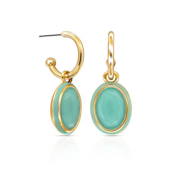 Anting Emas Oval Amazonite