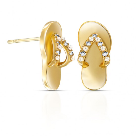Sandals Zircon Gold Earrings