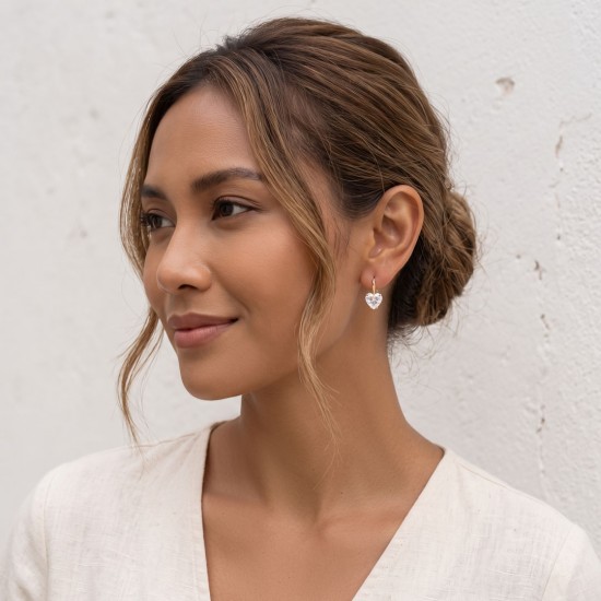 Liebe Zircon Gold Earrings