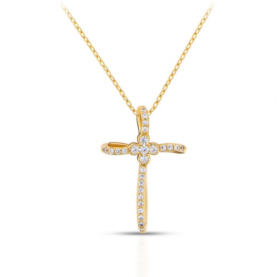 Cross Zircon Gold Necklace