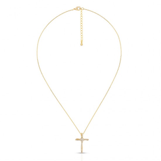 Cross Zircon Gold Necklace