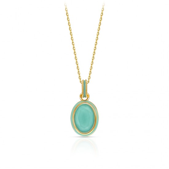 Kalung Emas Oval Amazonite