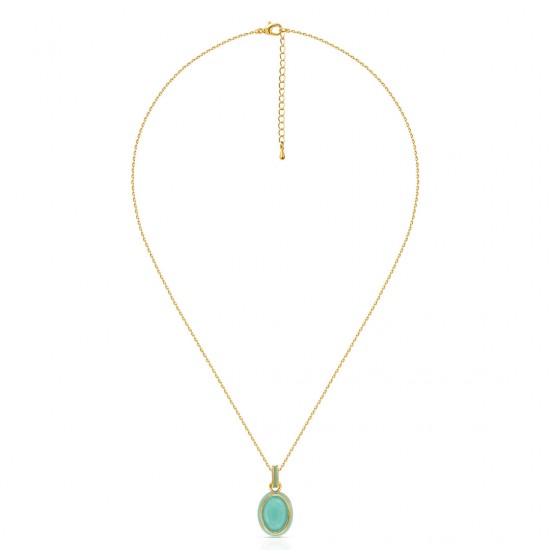 Kalung Emas Oval Amazonite