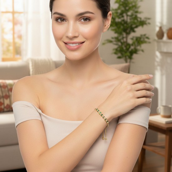 Row Mother Of Pearl Gold Sliding Bracelet