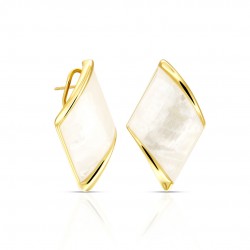 Squarice Mother Of Pearl Gold Earrings