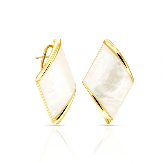 Squarice Mother Of Pearl Gold Earrings