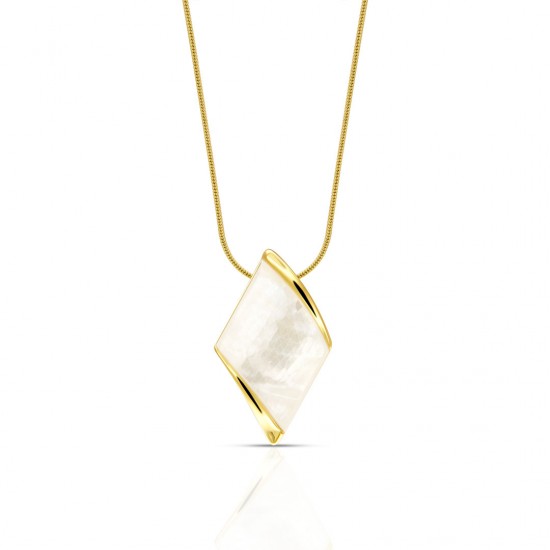 Squarice Mother Of Pearl Gold Necklace
