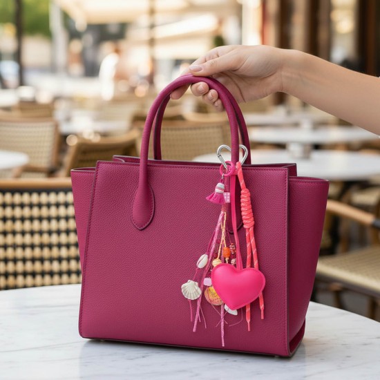 Hearts Fuchsia Key Ring