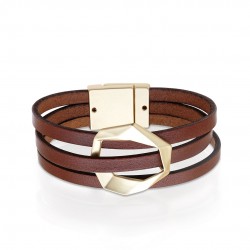 Squard Leather Gold Bracelet